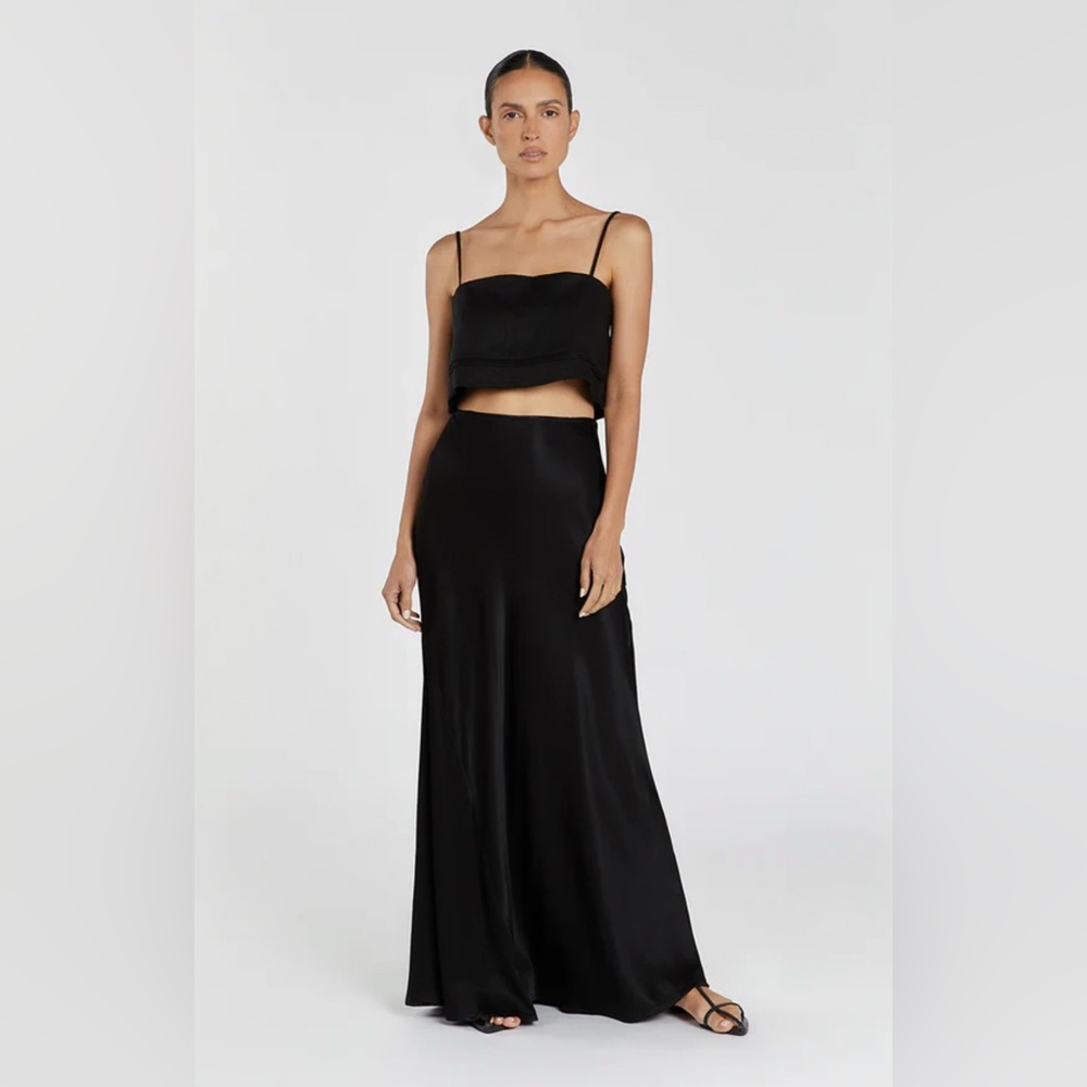 DISSH Black Linen Tank Top and Maxi Skirt Sets